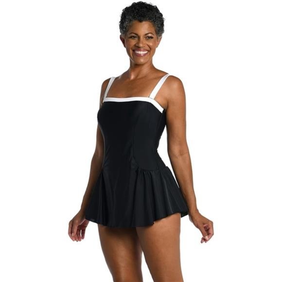 Maxine Of Hollywood Women's Standard Bandeau Swim Dress One Piece Swimsuit